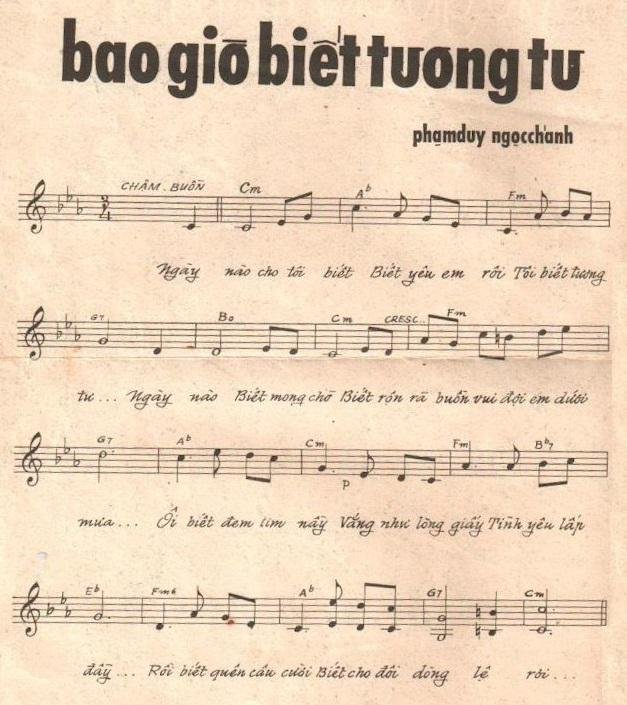 Sheet nhạc Bao Giờ Biết Tương Tư